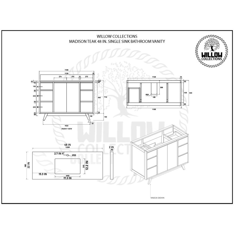 Corrigan Studio® 48'' Free Standing Single Bathroom Vanity with Quartz
